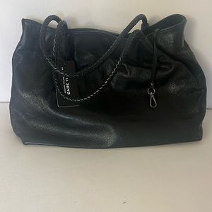Vicenzo black genuine leather tote bag (NEW)